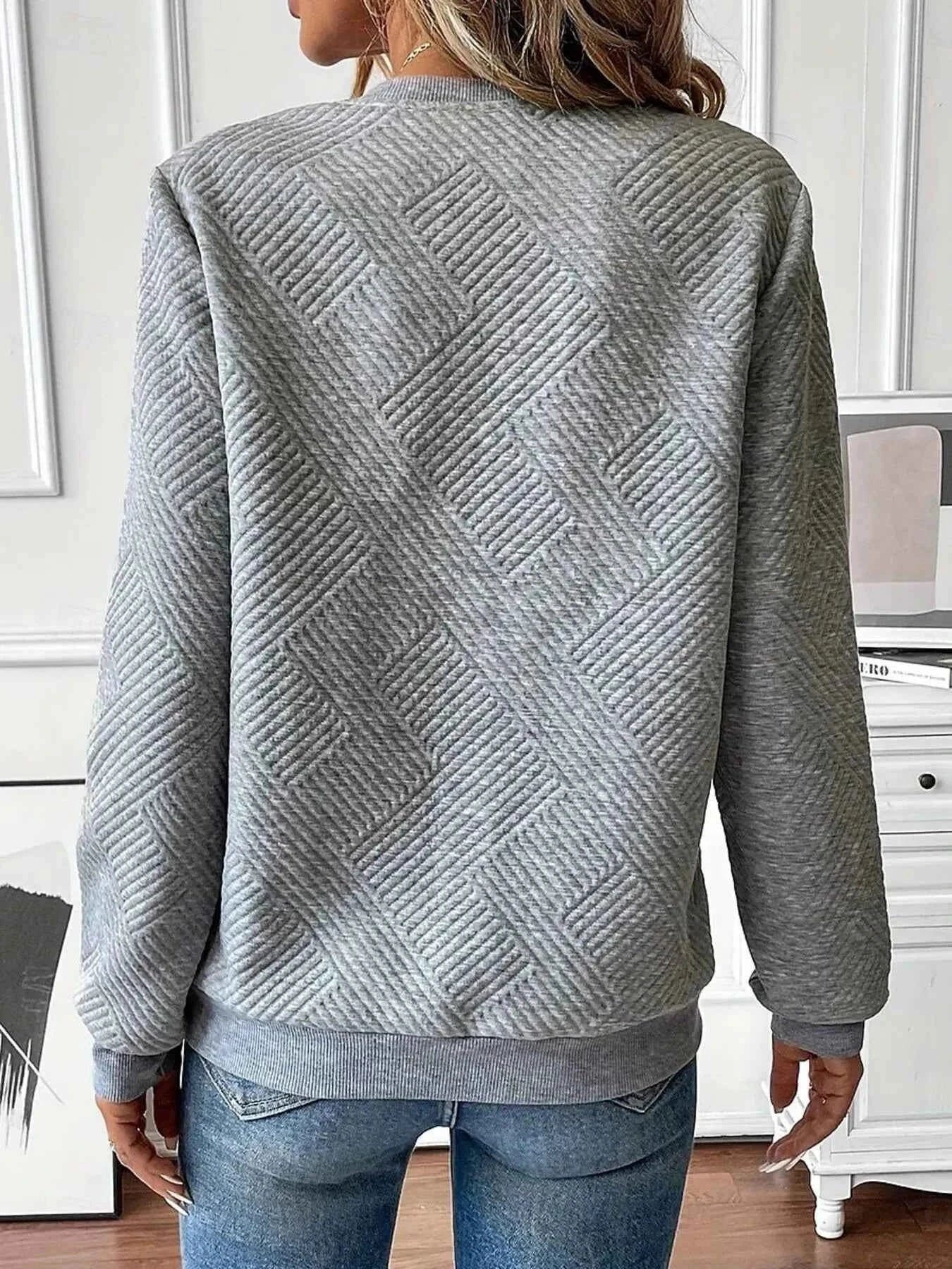 Quarter Zip Textured Long Sleeve Sweatshirt dfd39831dfc244b89317da89bbf6e9cc-Max-Origin