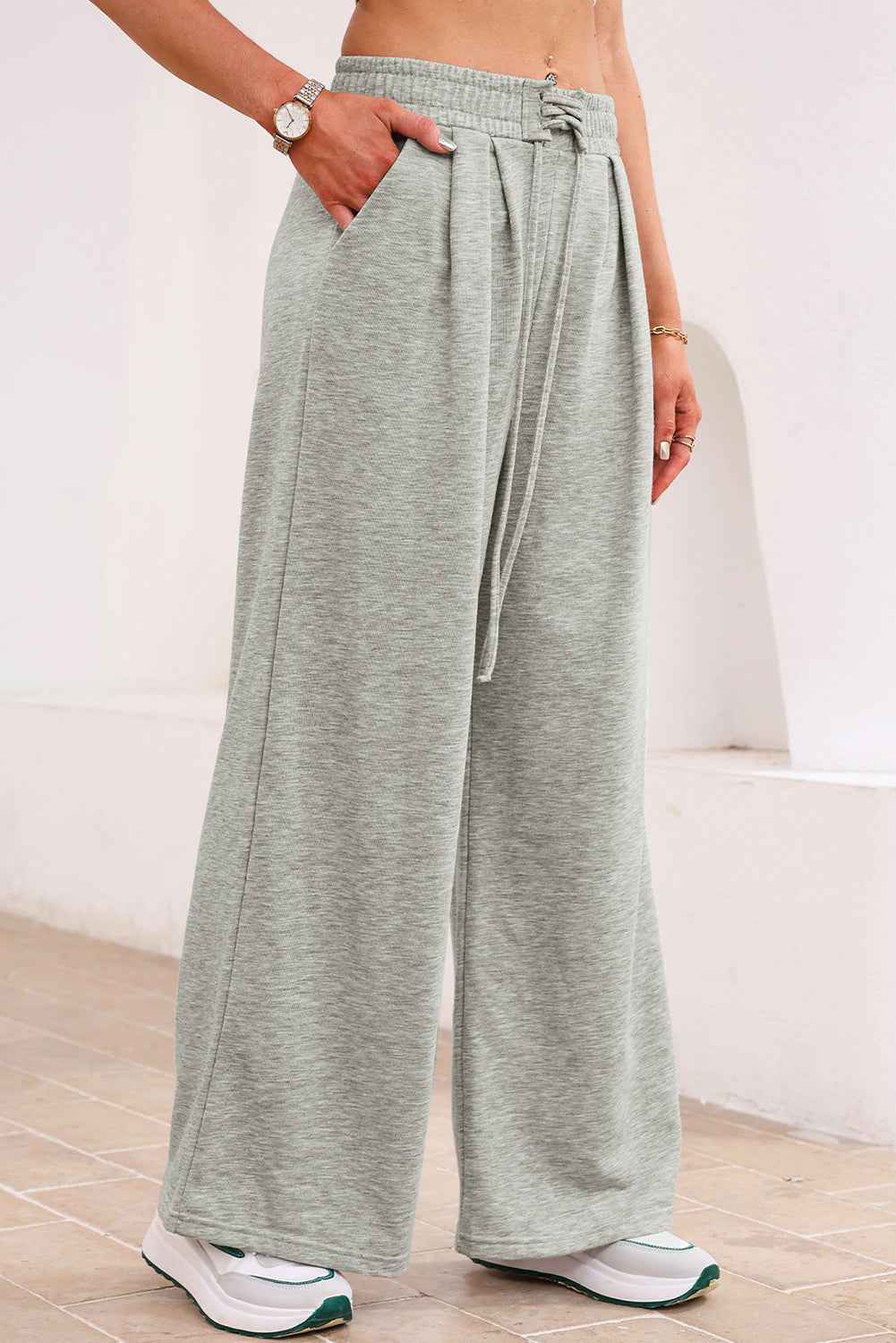Dearlovers Black Tied Elastic High Waist Pleated Detail Solid Sweatpants dfdd46ba9c389881
