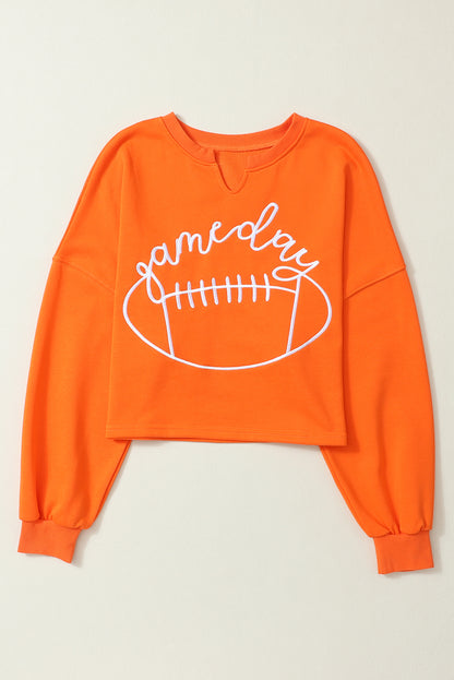 GAME DAY Football Notched Long Sleeve Sweatshirt