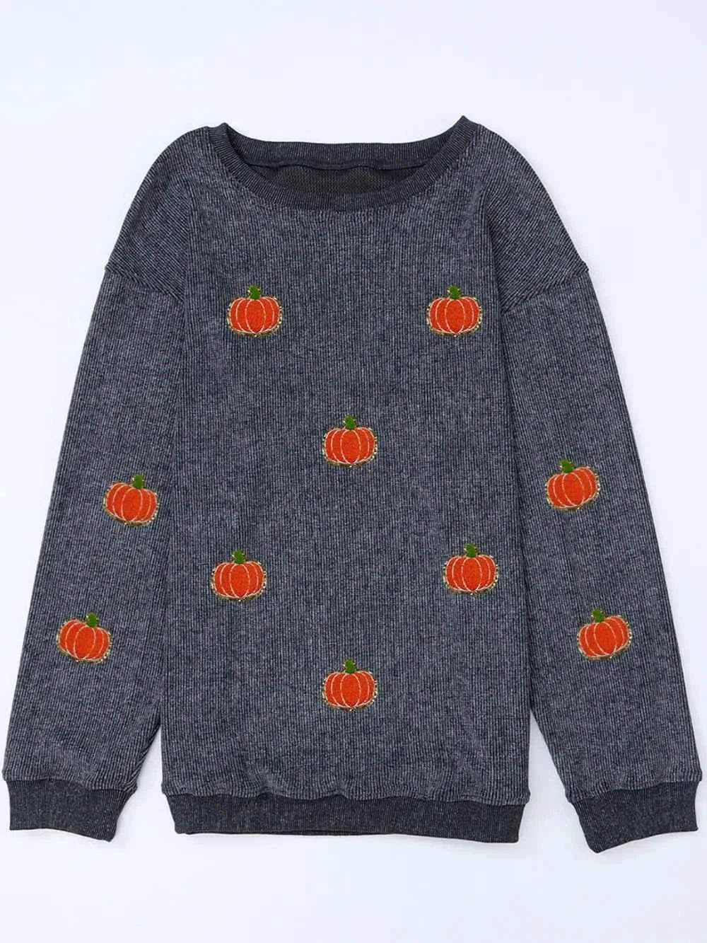 Pumpkin Round Neck Long Sleeve Sweatshirt dfe48279-868f-48f5-960e-9def980f2e24-Max