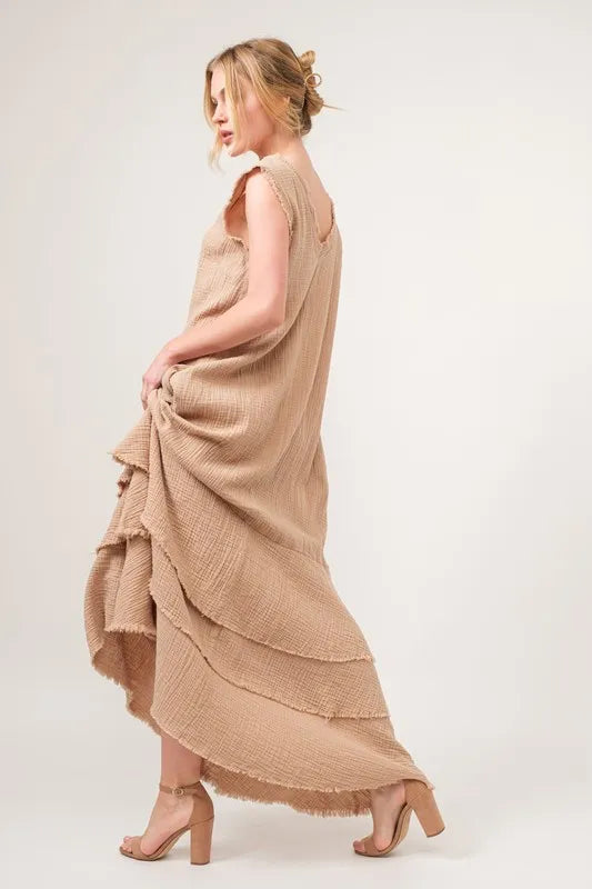 And The Why Washed Cotton Gauze Fringe Detail Tiered Dress dff98420b74846e0b723f1c8ae2f72fd-Max-Origin