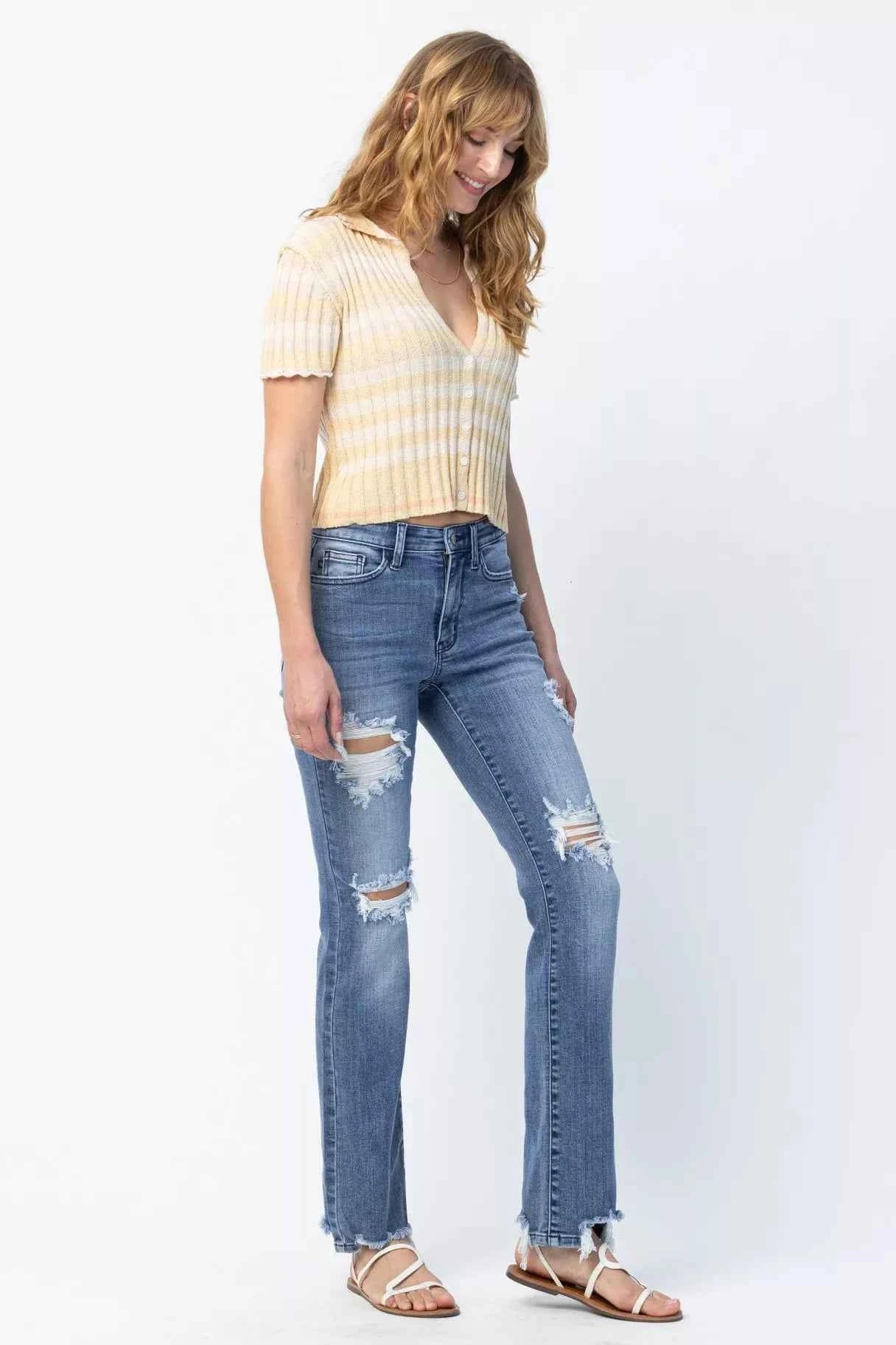 Judy Blue Full Size Mid Rise Destroy Straight Jeans Plus Size dffb5736-1893-4db4-a6ae-c9e3d6c3f97a-Max-Origin