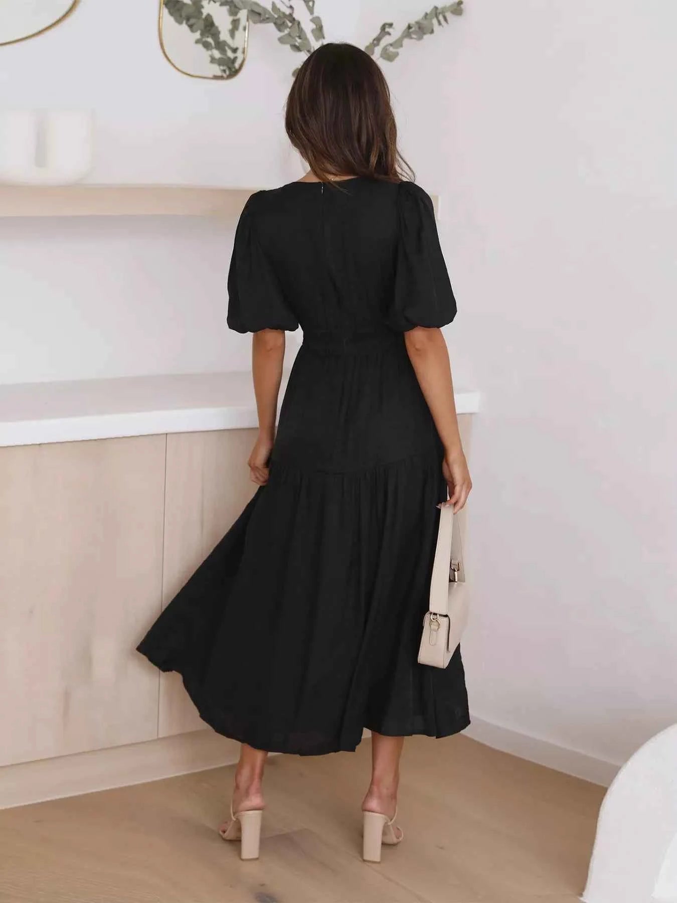 Tiered Puff Sleeve Midi Dress dffbdf1b-d6cc-46ea-9c57-7642cee46745-Max-Origin