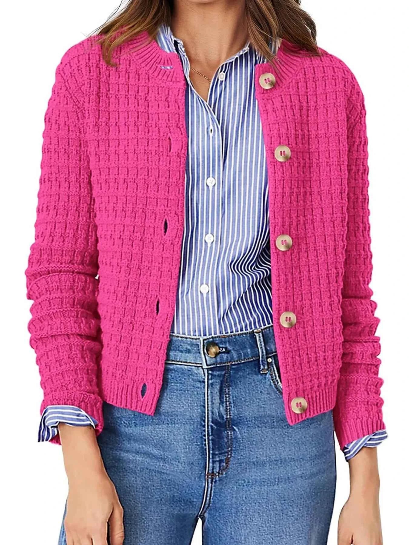 Textured Knit Button-Front Cardigan dffd4daa85a34f199268ce3e385399ca-Max-Origin