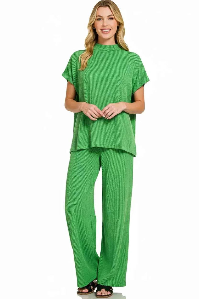 Zenana Raised Rib Short Sleeve Tee & Pants Set e01e4cd7-64a8-445c-9808-4a2b3924d5c9-Max-Origin