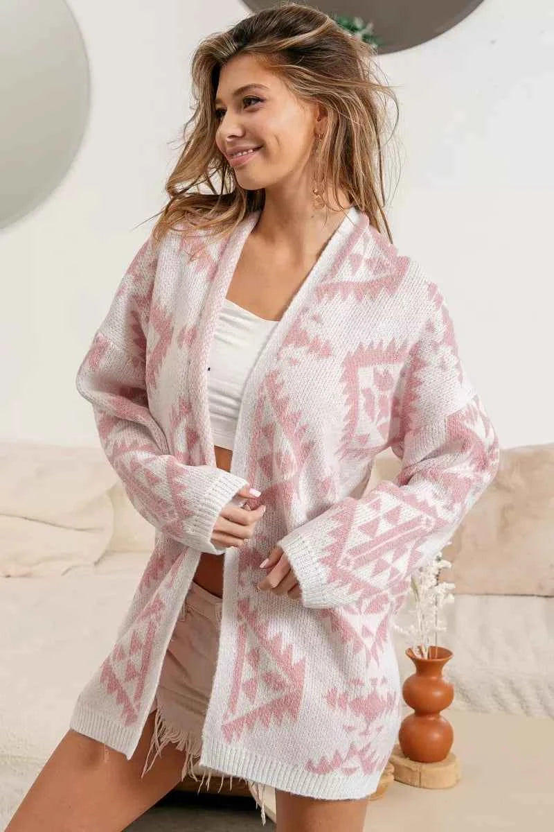 BiBi Aztec Pattern Open Front Cardigan e02d9f72-51bc-4587-8a1f-589090cf4b10-Max-Origin