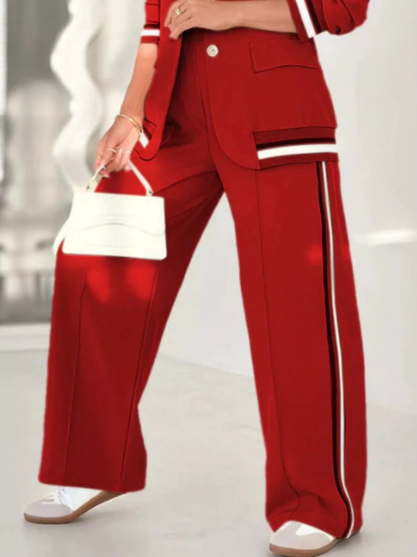 Full Size Striped Trim Button Down Jacket and Pants Set Plus Size e02fd7e9-9fac-4d43-9f15-1e9076acf565-Max-Origin