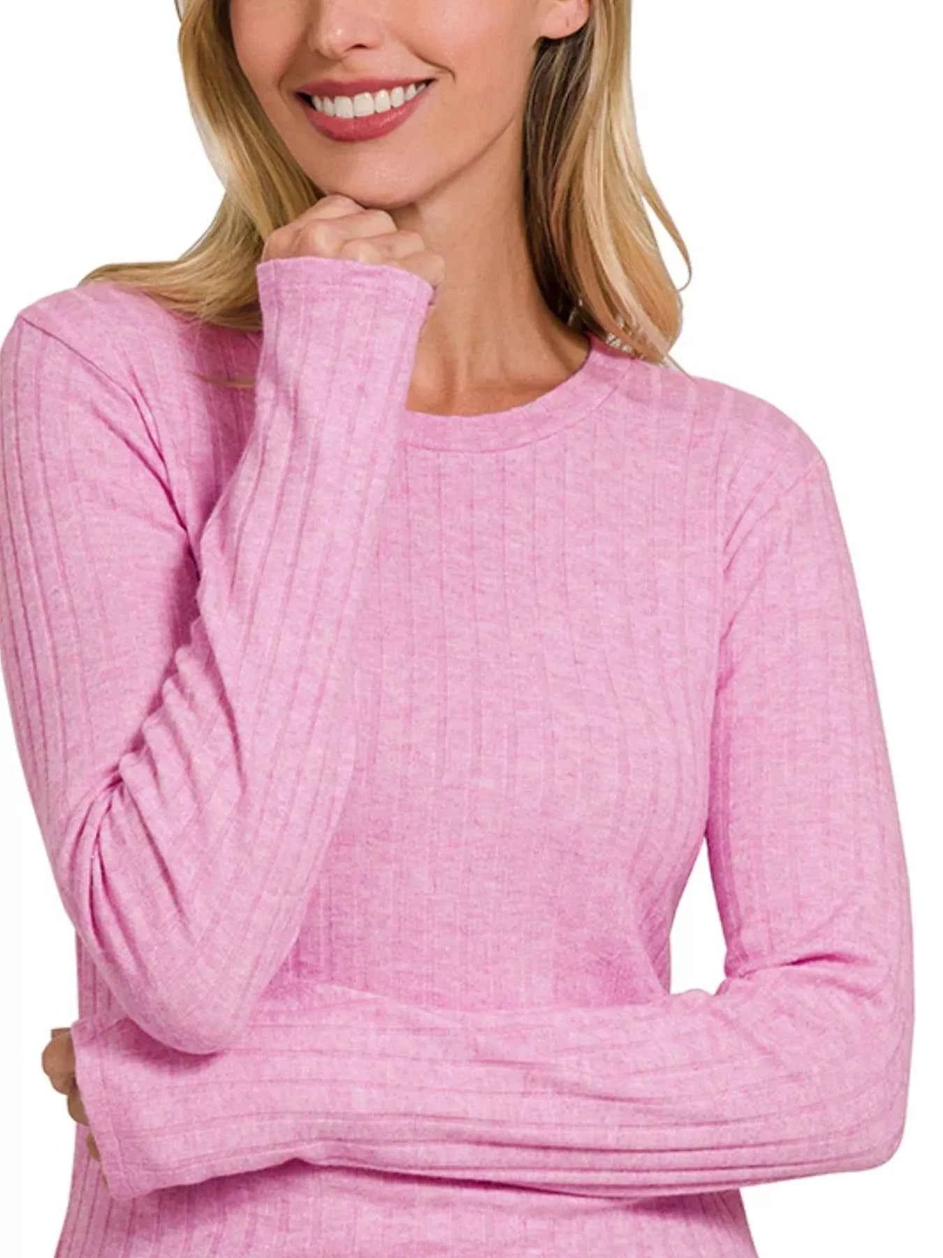 Zenana Ribbed Long Sleeve Round Neck T-Shirt e047c749-9deb-41b6-84fc-fef8faa5e0b4-Max-Origin