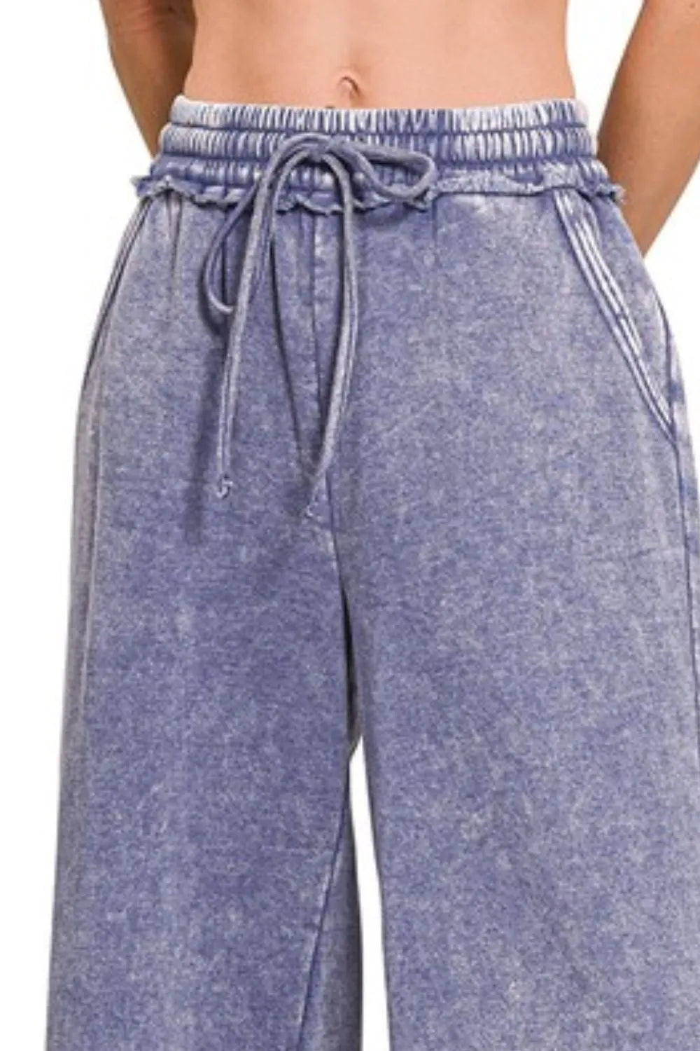 Zenana Acid Wash Fleece Palazzo Sweatpants with Pockets e04a3ac6-0b14-4f23-a811-7ec88f21ff2f-Max-Origin