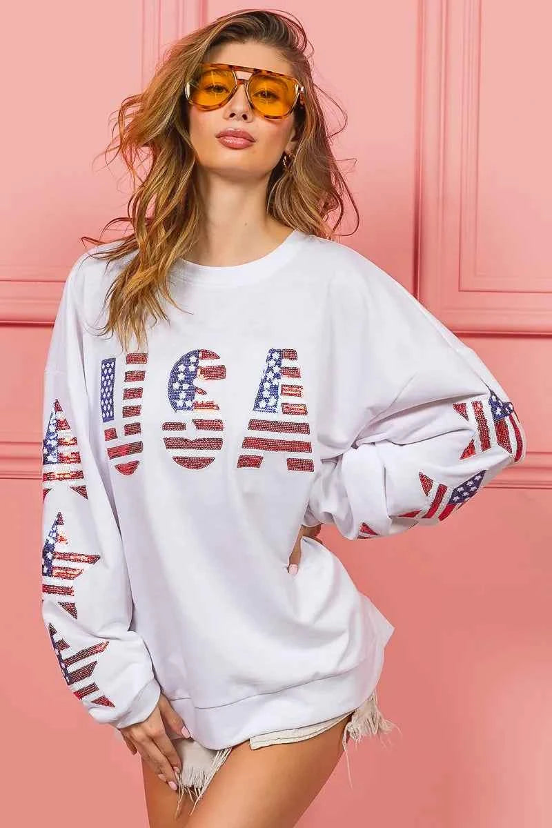 BiBi American Flag USA and Star Sequin Sweatshirt e04f11eb6b6e4c11bb949e3cab9d1edc-Max-Origin