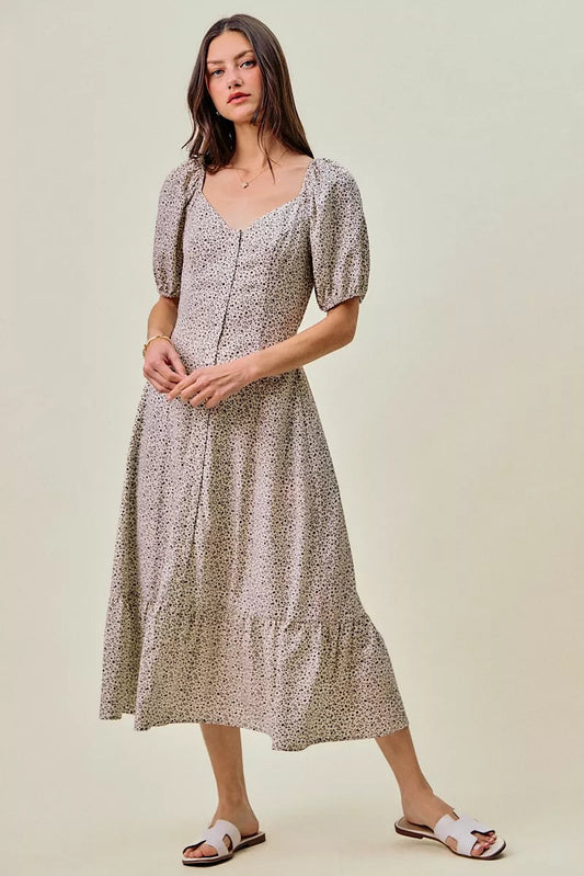 Ditsy Floral Self Belt On Elastic Waist Maxi Dress OFF WHITE BLACK e058826b-866e-4de6-84b5-a74f0073dab6-Max-Origin