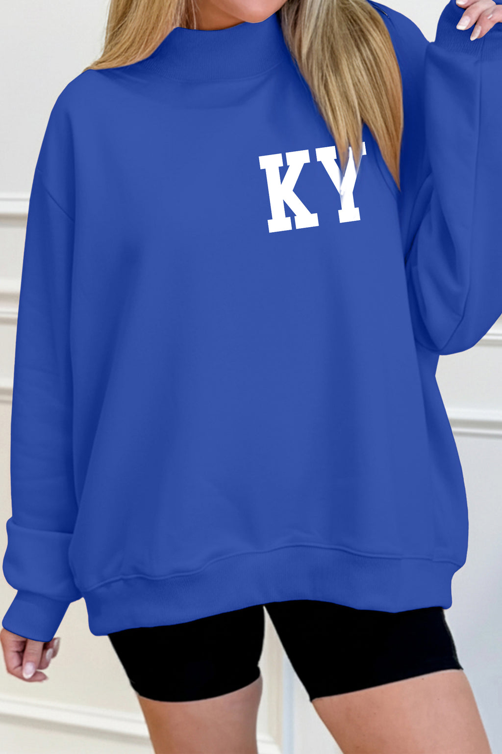 Dark Blue KY KENTUCKY Printed Mock Neck Sweatshirt e0608bd4284d0cc8