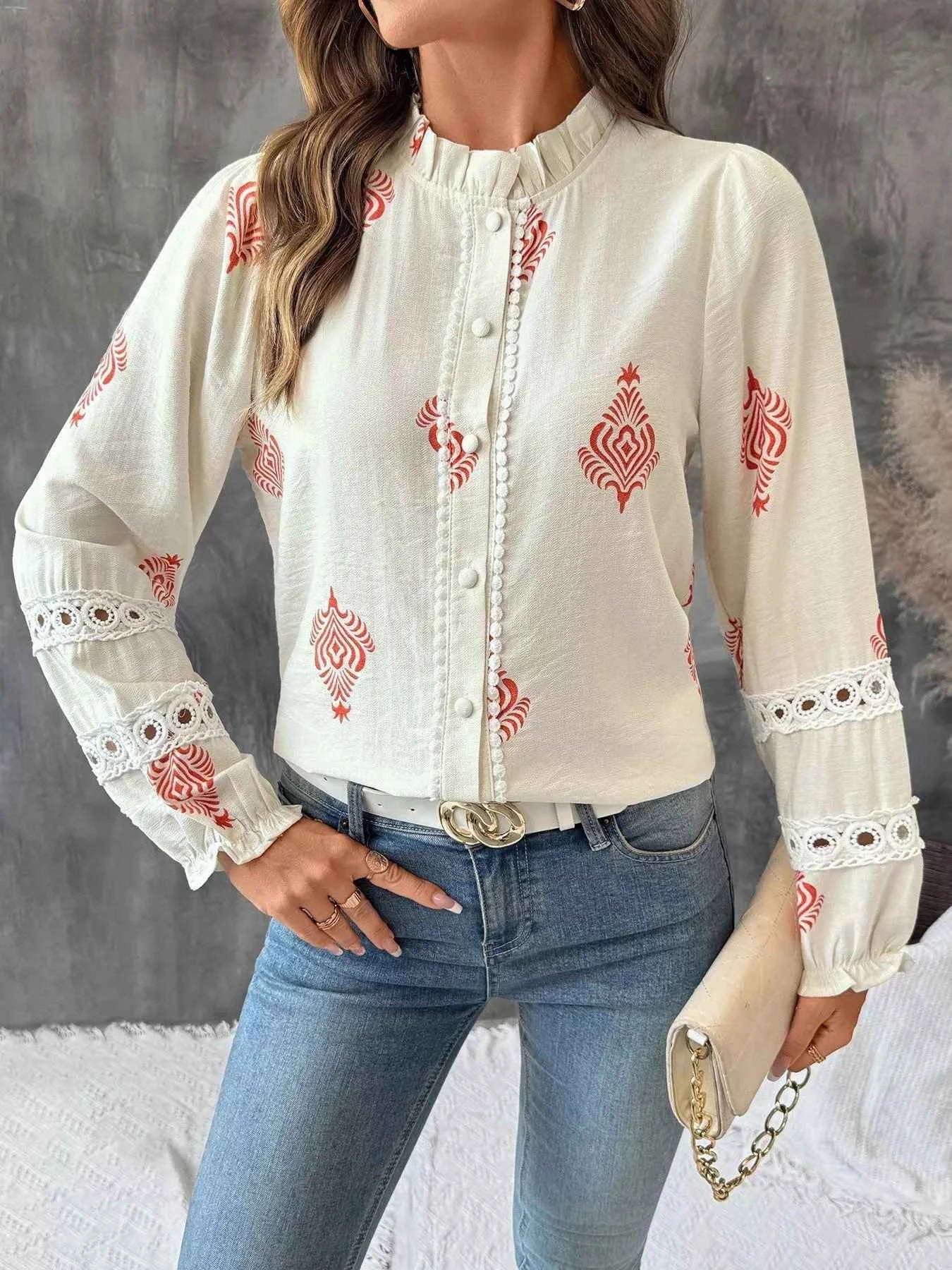 Lace Detail Long Sleeve Shirt