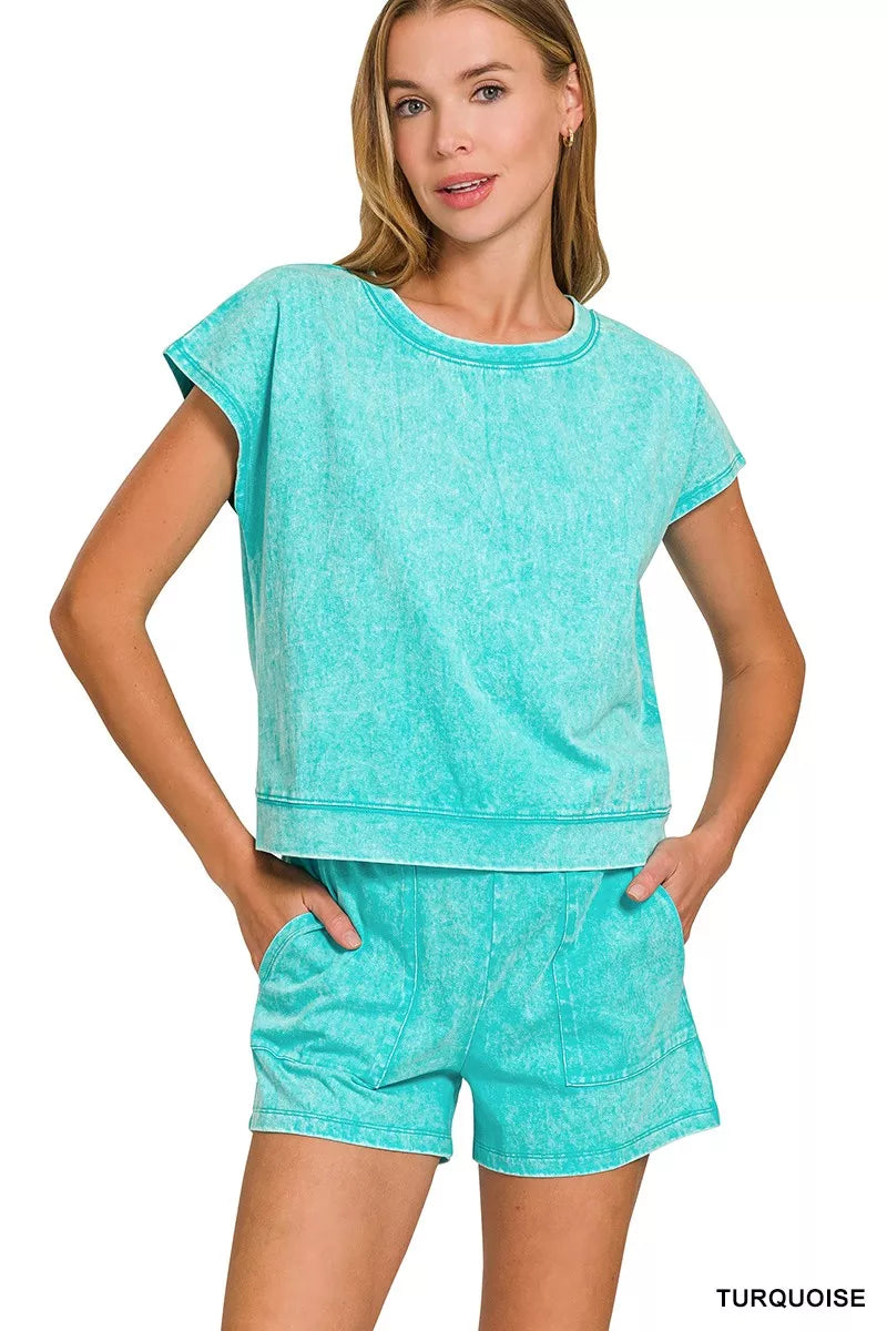 Zenana Premium Cotton Washed Sleeveless Top & Shorts Set TURQUOISE e072e2e7f7664e928e1ec823c24361e4-Max-Origin