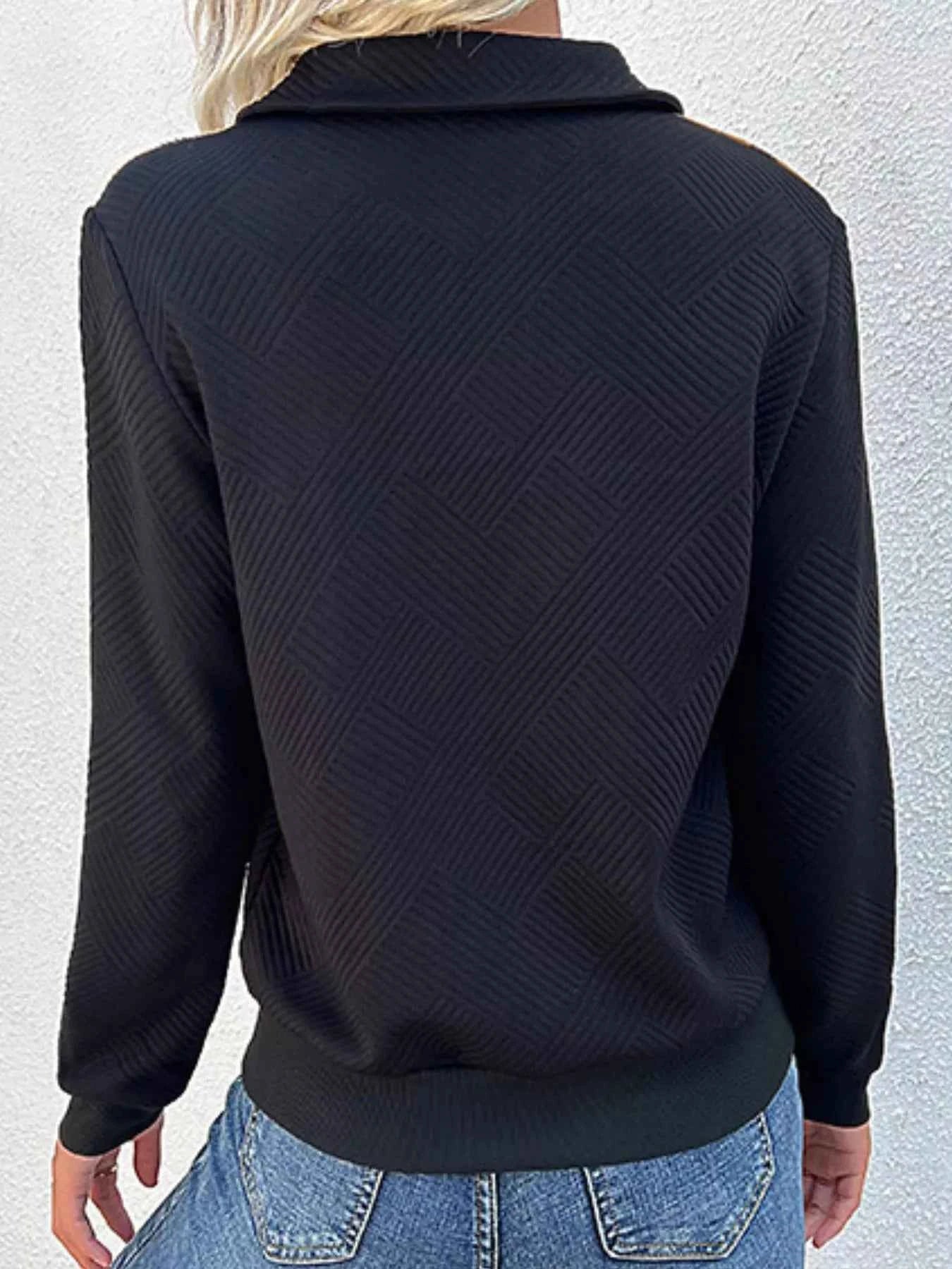 Color Block Texture Long Sleeve Sweatshirt e075c019-4b7a-42a9-a3d9-664975ef5d87-Max-Origin