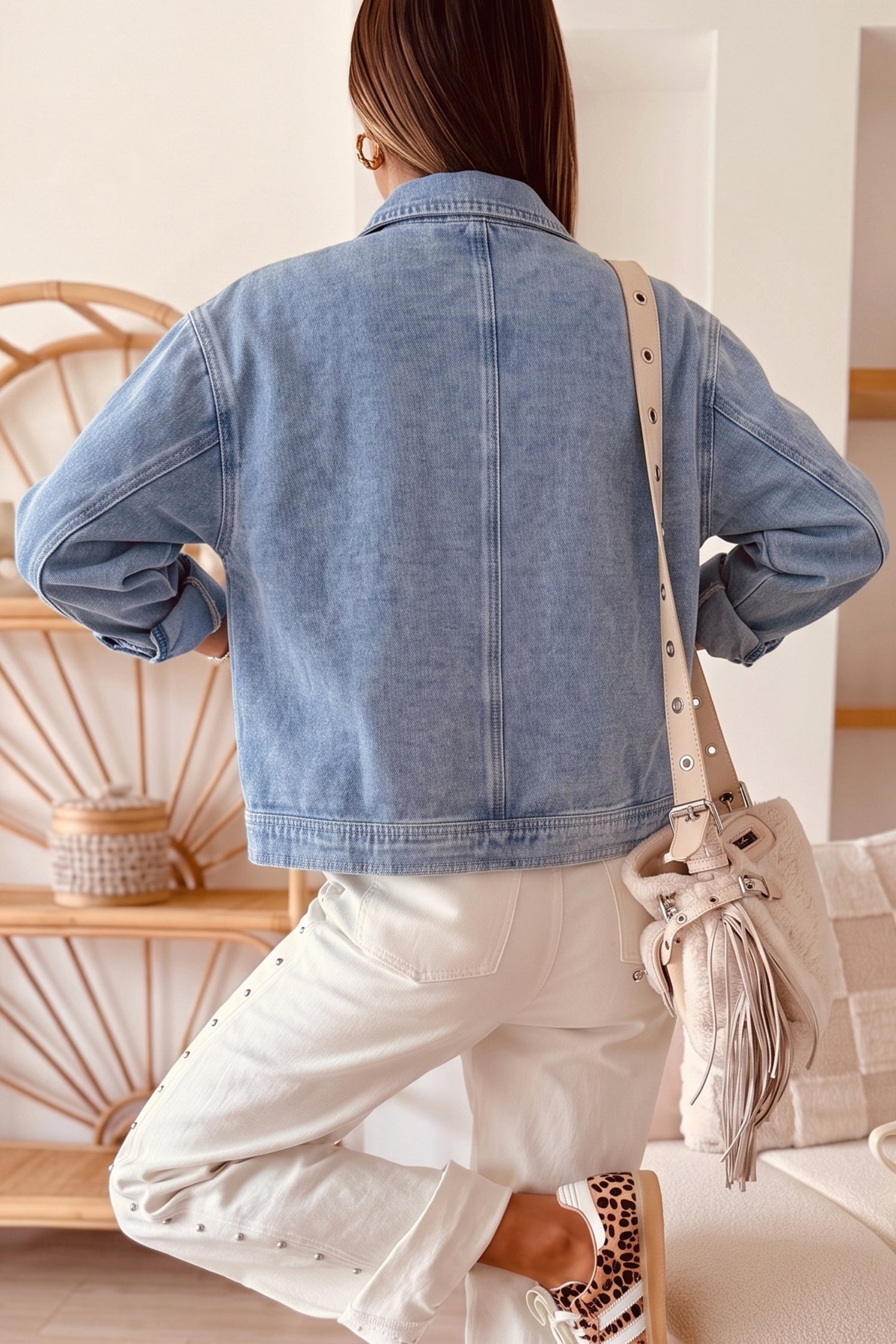 Beau Blue Studded Metal Zipper Rivet Pockets Long Sleeve Denim Jacket e082c53cfb85ed8f
