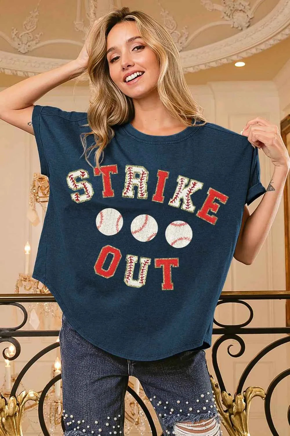 BiBi Strikeout Letter Patches Washed Short Sleeve Top DEEP NAVY RED e0845b5f-c5c5-4e62-84be-6e76d342f82c-Max-Origin
