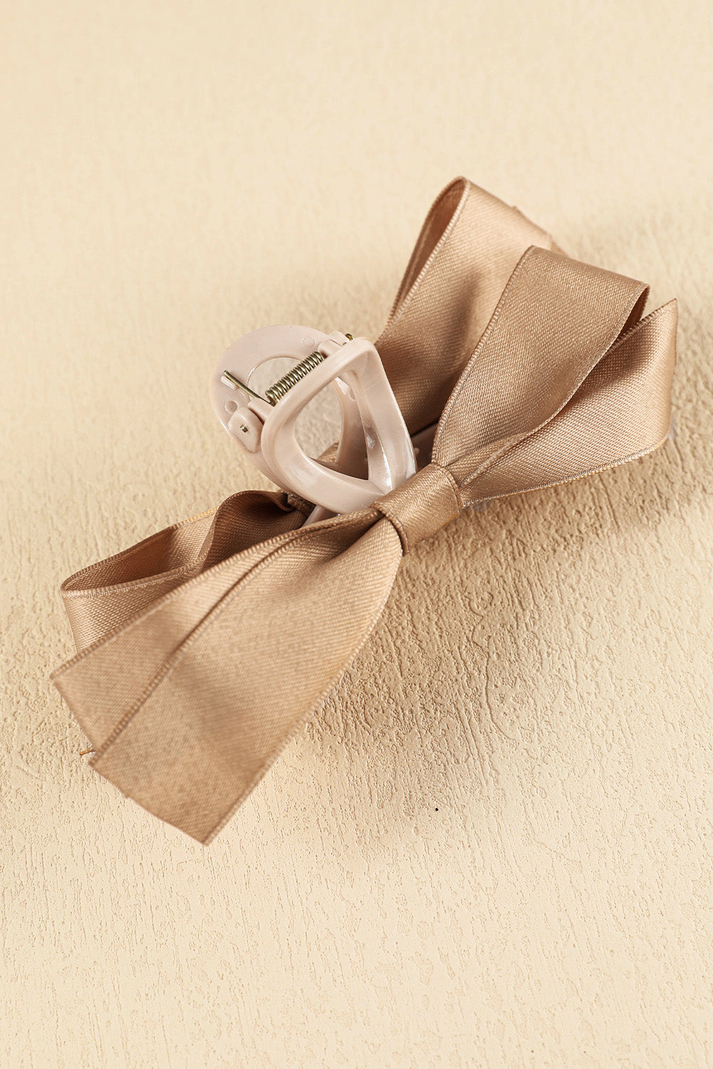 Light French Beige Solid Color Ribbon Bow Decor Hair Clip e08be012a0b7f3a1