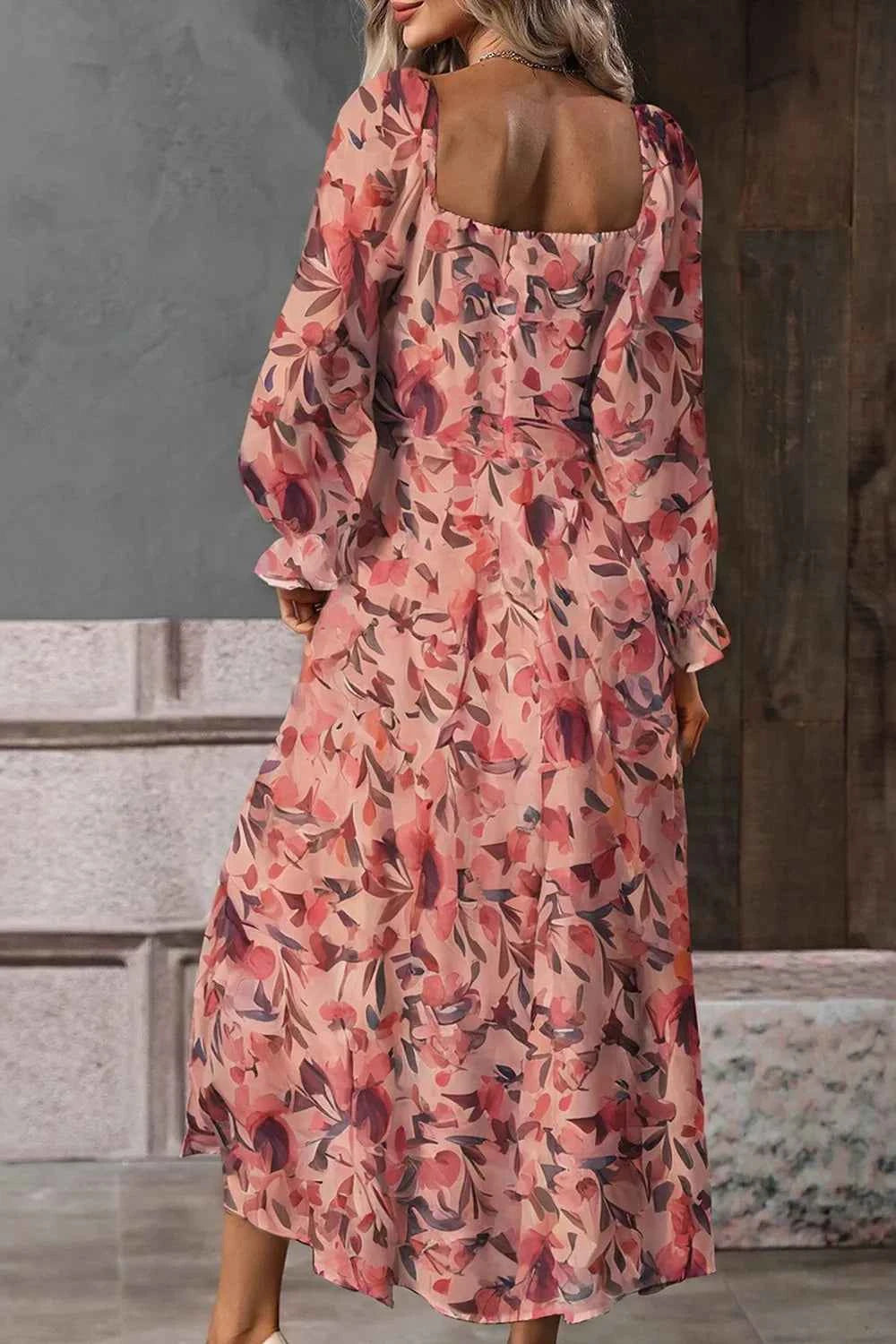 Floral Print Flounce Sleeve Midi Dress e09221ab-fd6b-48d8-93ce-f77c71c61cf5-Max-Origin