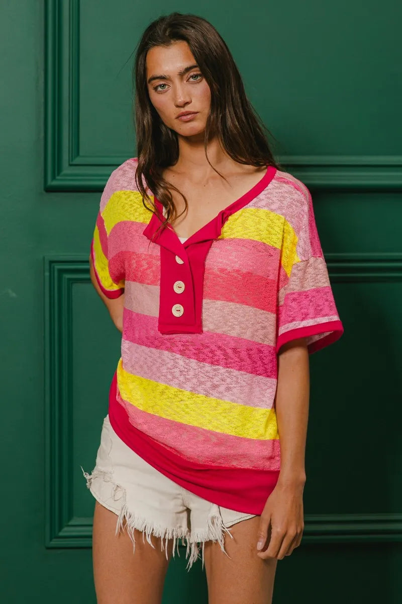 BiBi Multi Color Stripe Hacci Button Detail Ringer Top e0981f18c0fc4352886e492db8adda18-Max-Origin