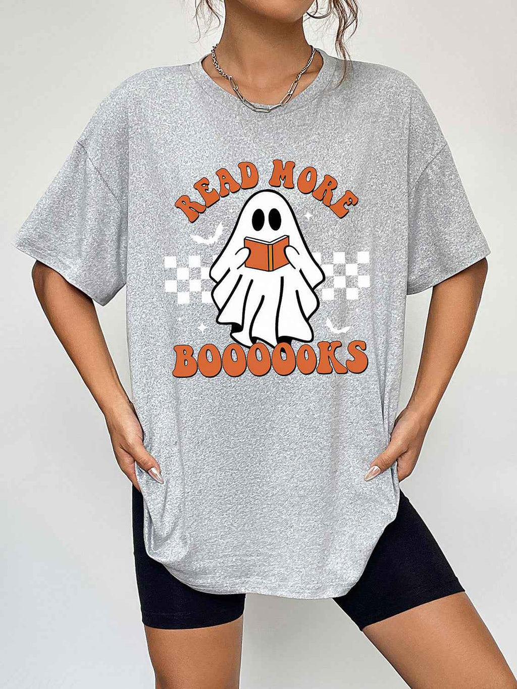 Round Neck Short Sleeve Ghost Graphic T-Shirt e09a547864924d0489ac2a8cc1e003c0-Max