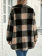Button Down Collared Neck Plaid Teddy Coat with Pockets e09b69b6dddf402c8c04fea20e59b451-Max-Origin