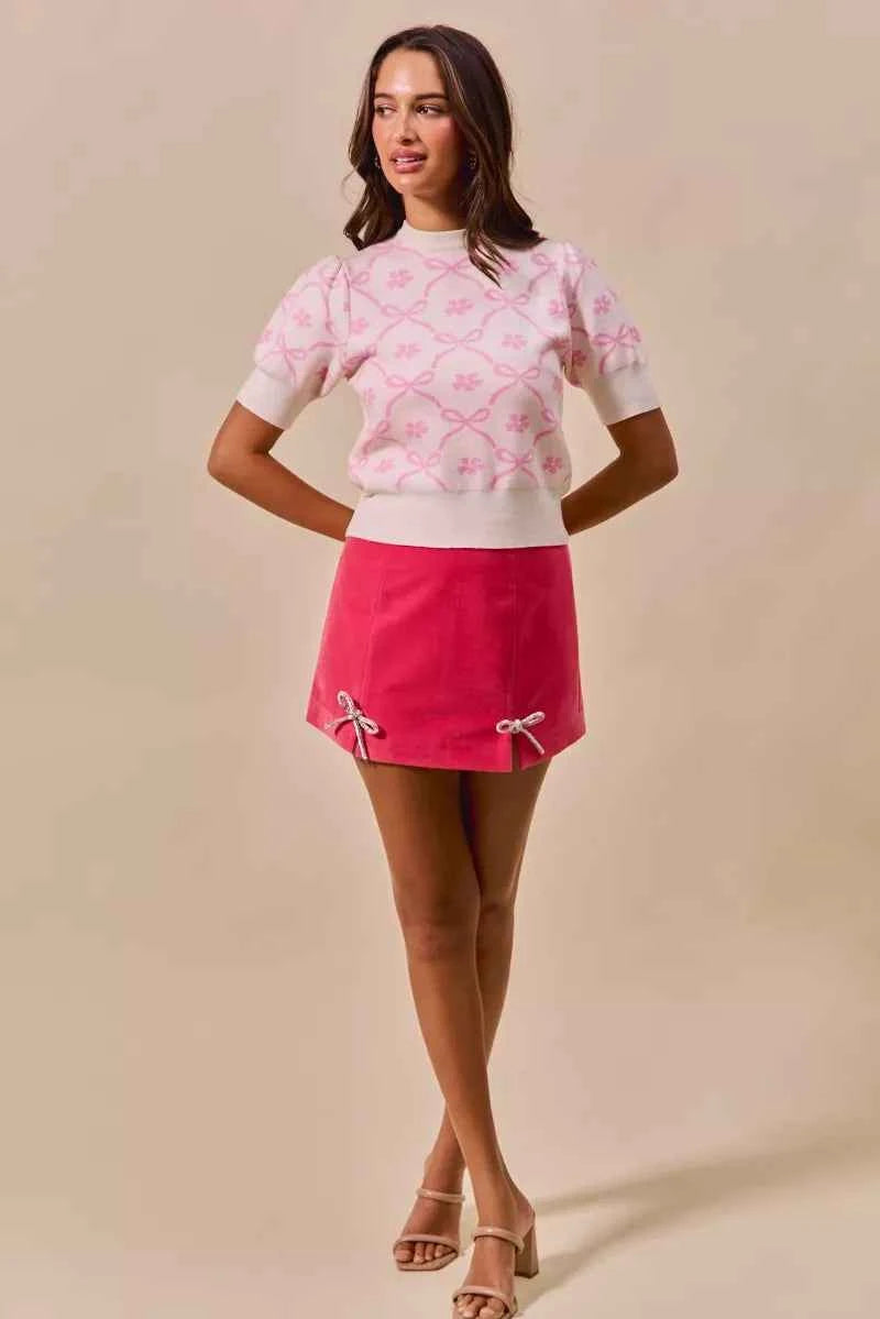 SO ME Rhinestone Ribbon Velvet Skirt e09ec33109774a1b9d58b0f93ad384be-Max-Origin