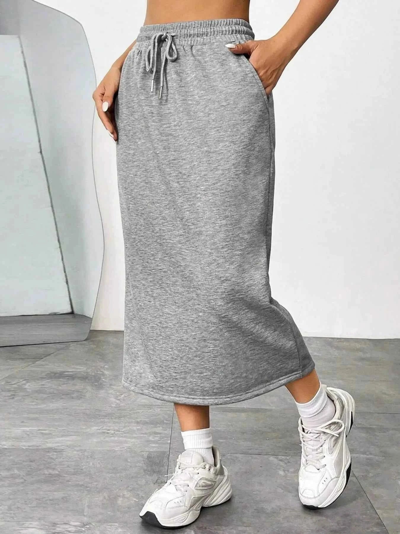 Slit Drawstring Midi Skirt e0a82fb4a8544d0caa3b5aa0004ae79d-Max-Origin