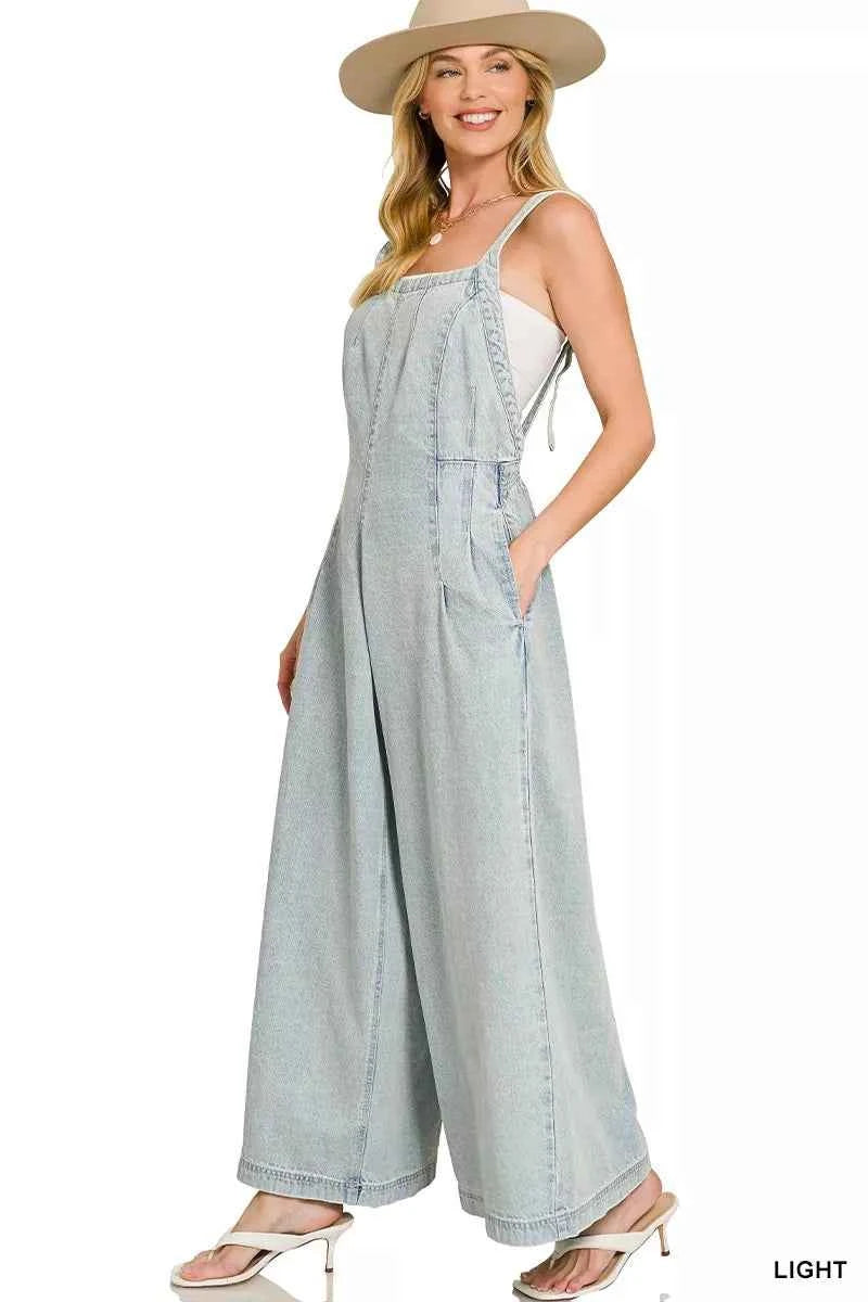 Zenana Denim Light Washed Wide Leg Overalls e0abc7483a7f4210bf3b9d9d8c828a5c-Max-Origin