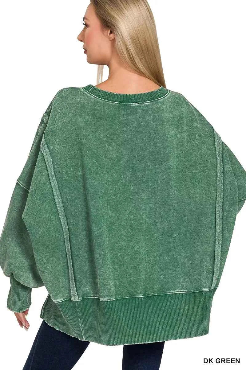 Zenana Acid Washed Batwing Sleeve Fleece Sweatshirt e0b57ec88ebe4c96a4f522dfb2fa5cc5-Max-Origin