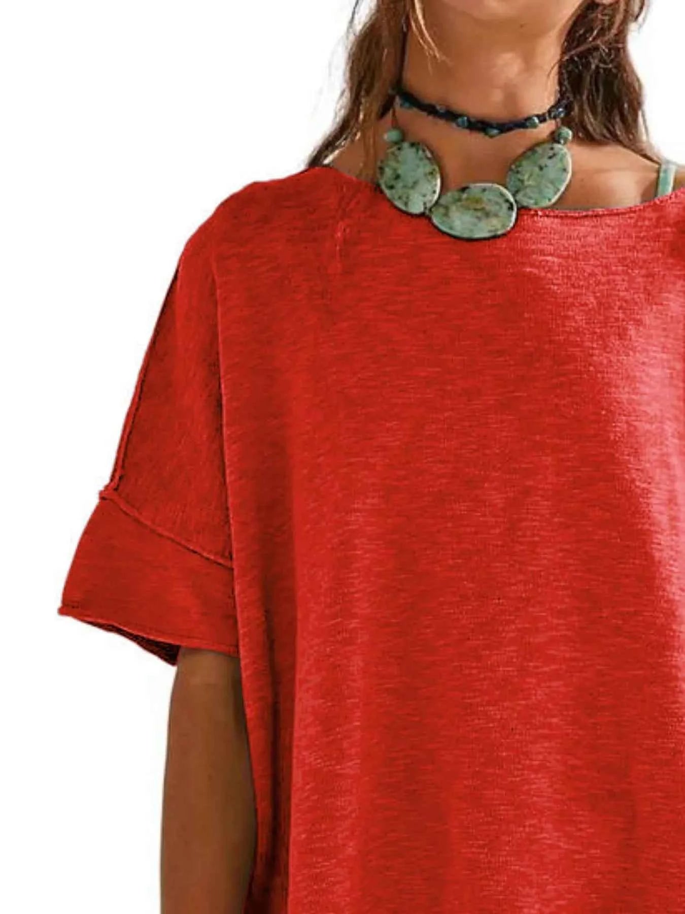 Oversized Round Neck Drop-Shoulder T-Shirt e0c685d4-59bb-406a-84cf-6443bda1c849-Max-Origin