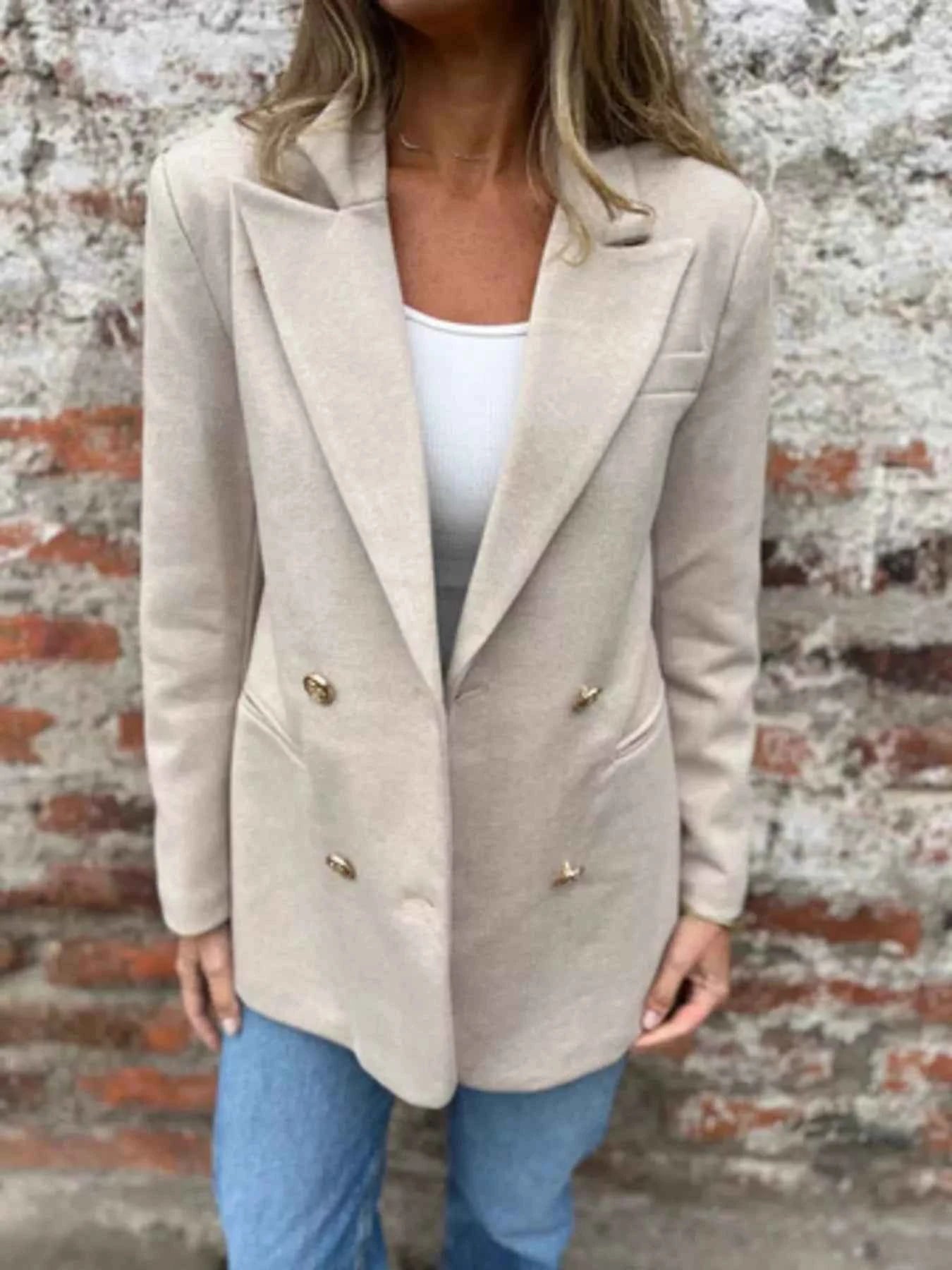 Full Size Double Breasted Long Sleeve Blazer Plus Size Apricot e0ca6094fc6b4c5881f9ecbc9e50f2d6-Max-Origin