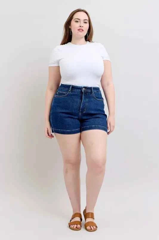 Judy Blue Plus Size High Waist Tummy Control Denim Shorts e0d6cb05-d86d-4252-814f-20569841eb7d-Max