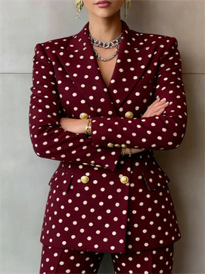 Women's Double-breasted Elegant Suit Jacket Claret e0d87ac0-e942-4c86-856d-4066571953b5