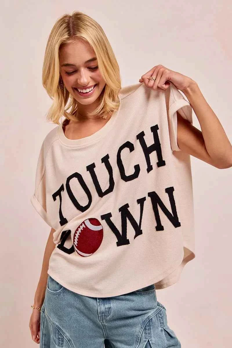 BiBi Game Day Touchdown Letter Patches Waffle Short Top e0e07a7672e64c1f8ef82f6522ca915f-Max-Origin