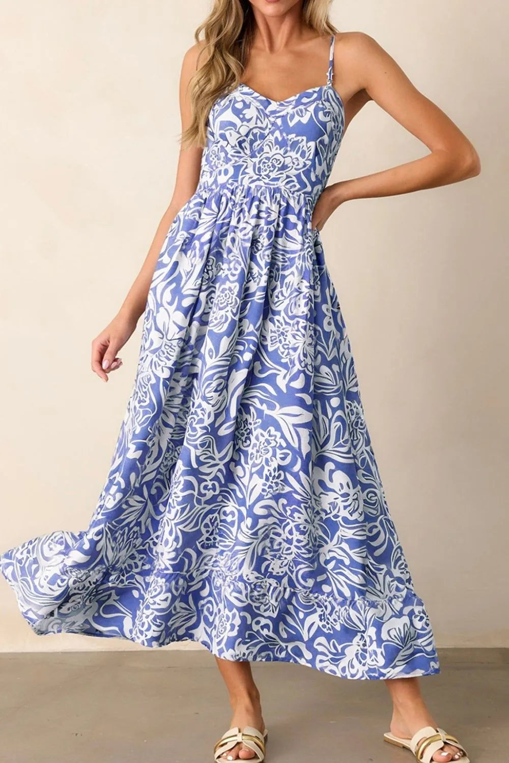 Floral Print Spaghetti Strap High Waist Dress e0f1f478-ae12-4fbc-816f-b043c61e8cbb-Max-Origin