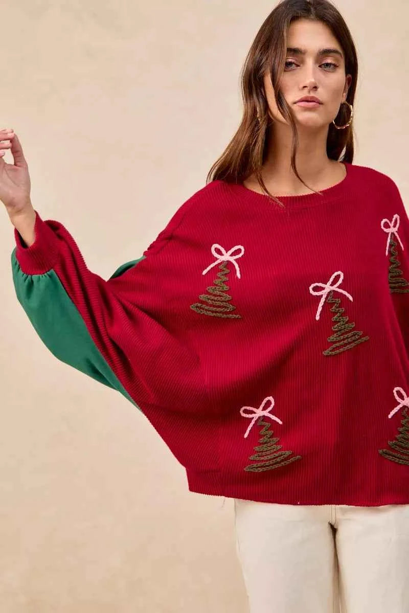 BiBi Christmas Theme Tree Embroidered Sweater e1063e83ad44452f9f0ae6634e0fc3a3-Max-Origin