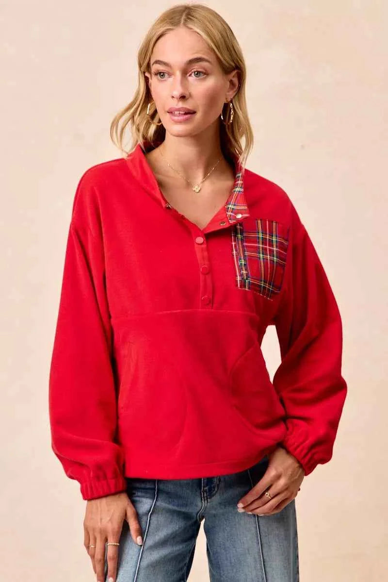 BiBi Christmas Theme Fleece Buttoned Top with Pockets e1109bc958794bab8e5f0fd2cea07ac8-Max-Origin