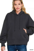 Zenana Oversized Fleece Kangaroo Pocket Hoodie BLACK e112fdd6-82d3-4969-aab0-0d1c35e9fecb-Max-Origin