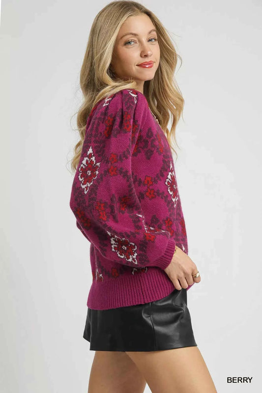 Boho Patterned Long Sleeve Sweater e116162d-d7c7-4529-af14-57345b400091-Max-Origin