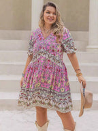 Plus Size Floral Print V-Neck Puff Sleeve Summer Dress e11a362b-32a2-4ec8-ac85-312cac0cdf7e-Max-Origin