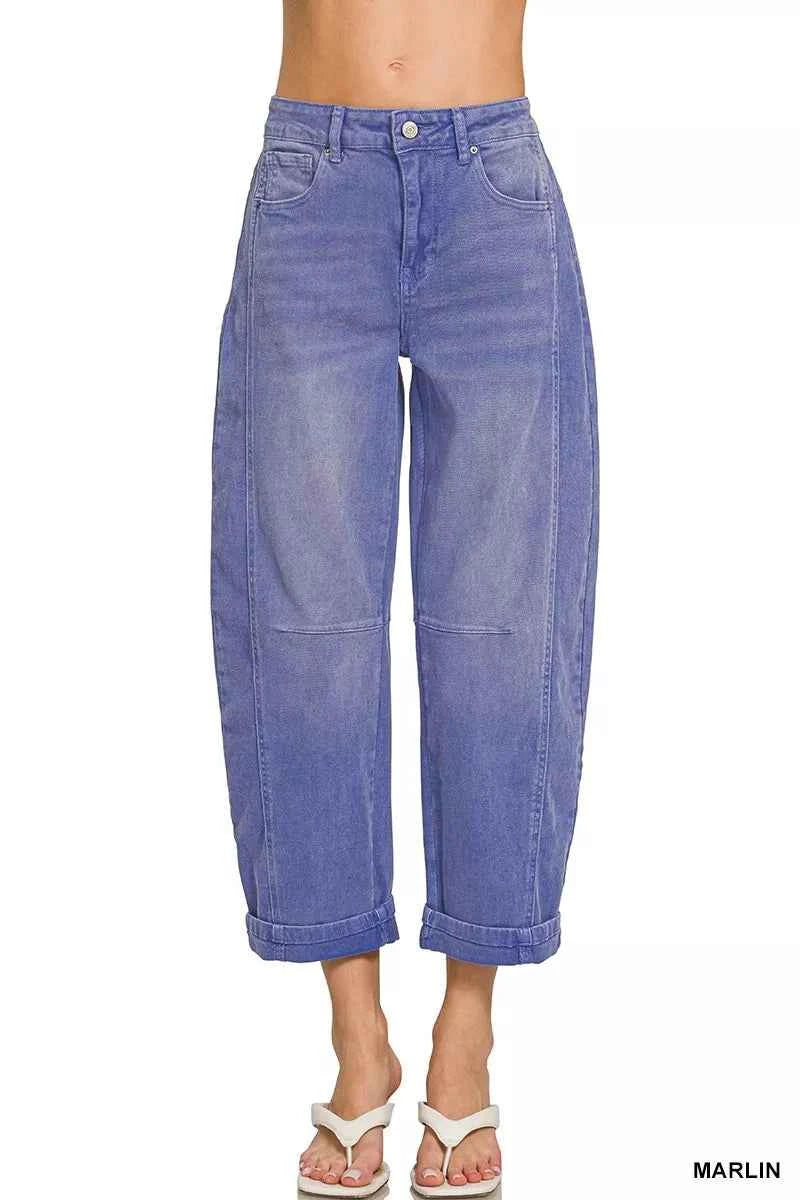 Zenana High Rise Barrel-Leg Cropped Jeans MARLIN e11aa9284b1c4c04b00c4b670dd36435-Max-Origin