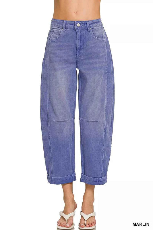 Zenana High Rise Barrel-Leg Cropped Jeans MARLIN e11aa9284b1c4c04b00c4b670dd36435-Max-Origin