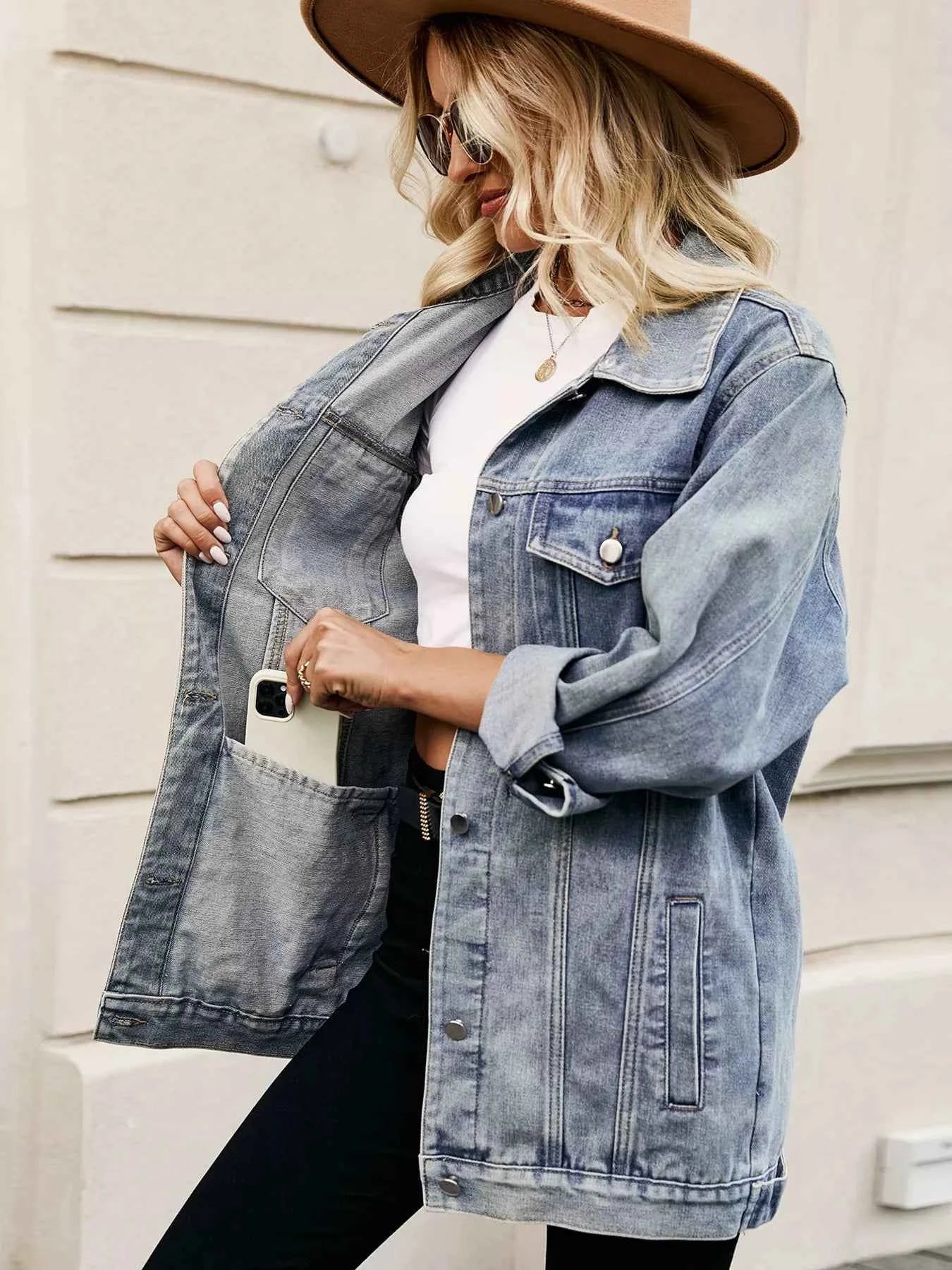 Button Up Long Sleeve Denim Jacket e1248ee5571449e6af5382f2251c2f1e-Max-Origin