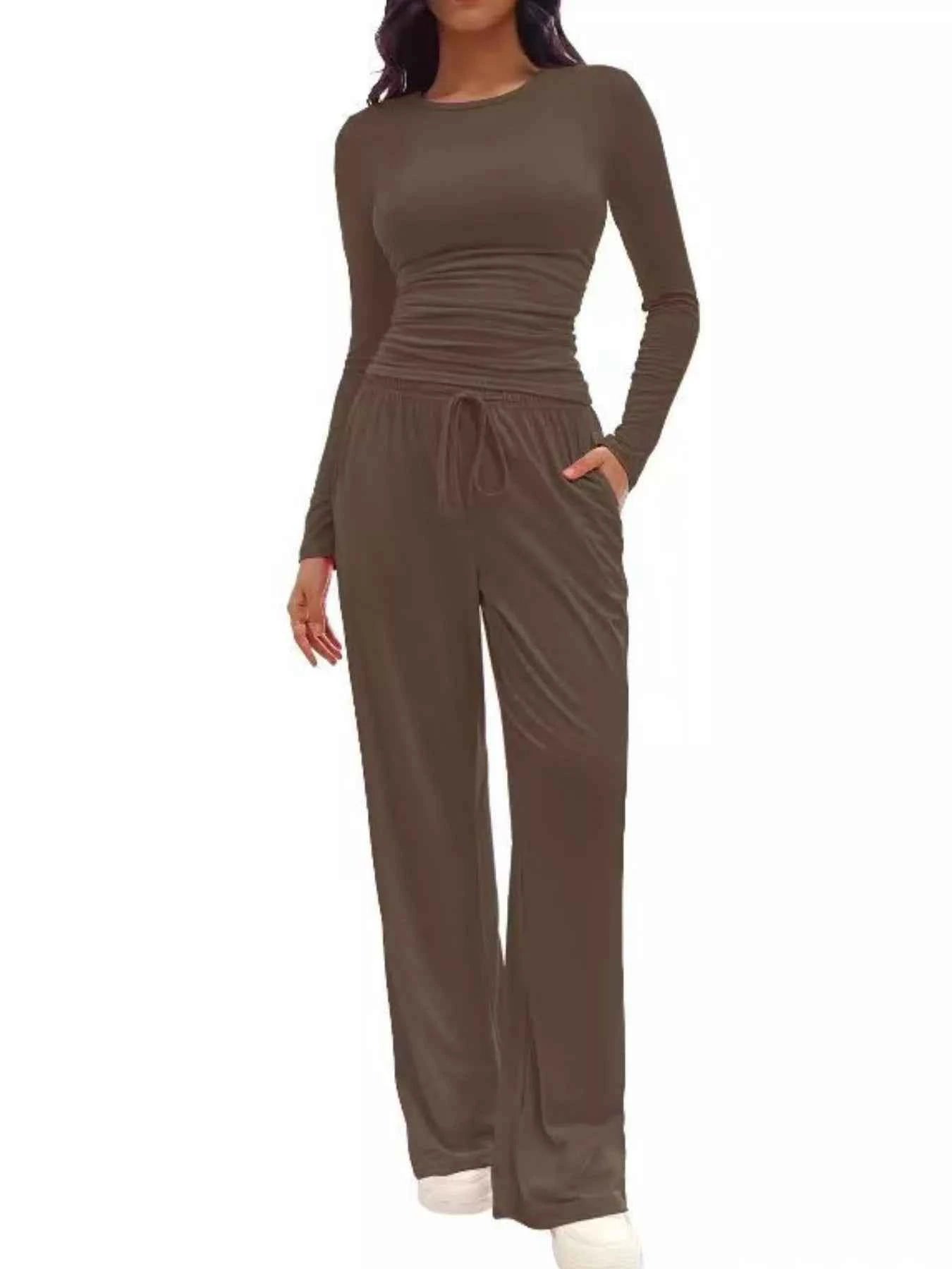Round Neck Long Sleeve Top and Pants Set Coffee Brown e12d1af9-c563-4a23-a0ec-c9f8ad2b06e1-Max-Origin