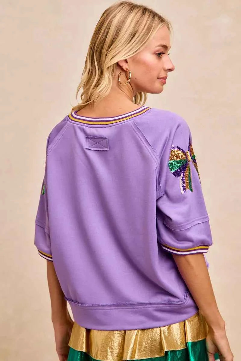BiBi Mardi Gras Theme Ribbon Sequin Patched Top e1378cfe9045464cb65de3df3adffdb9-Max-Origin