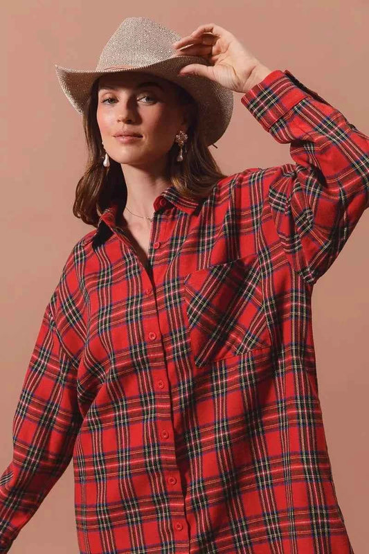 Christmas Checker Plaid Button Up Shirt Dress e152f9b1d4ec4e5bb08377874a117ec8-Max-Origin