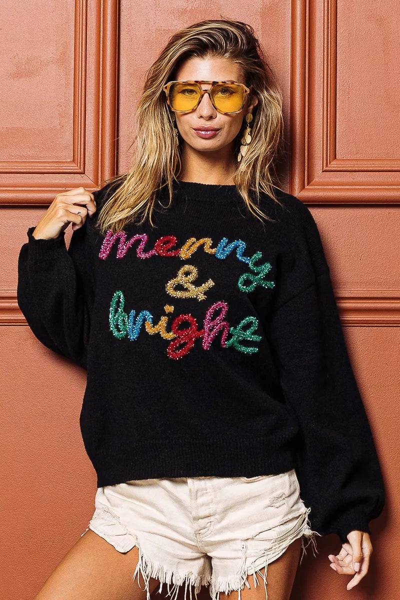 BiBi Tinsel Lettering Christmas Sweater e15ba88de6524379944d4be3beb701ce-Max-Origin