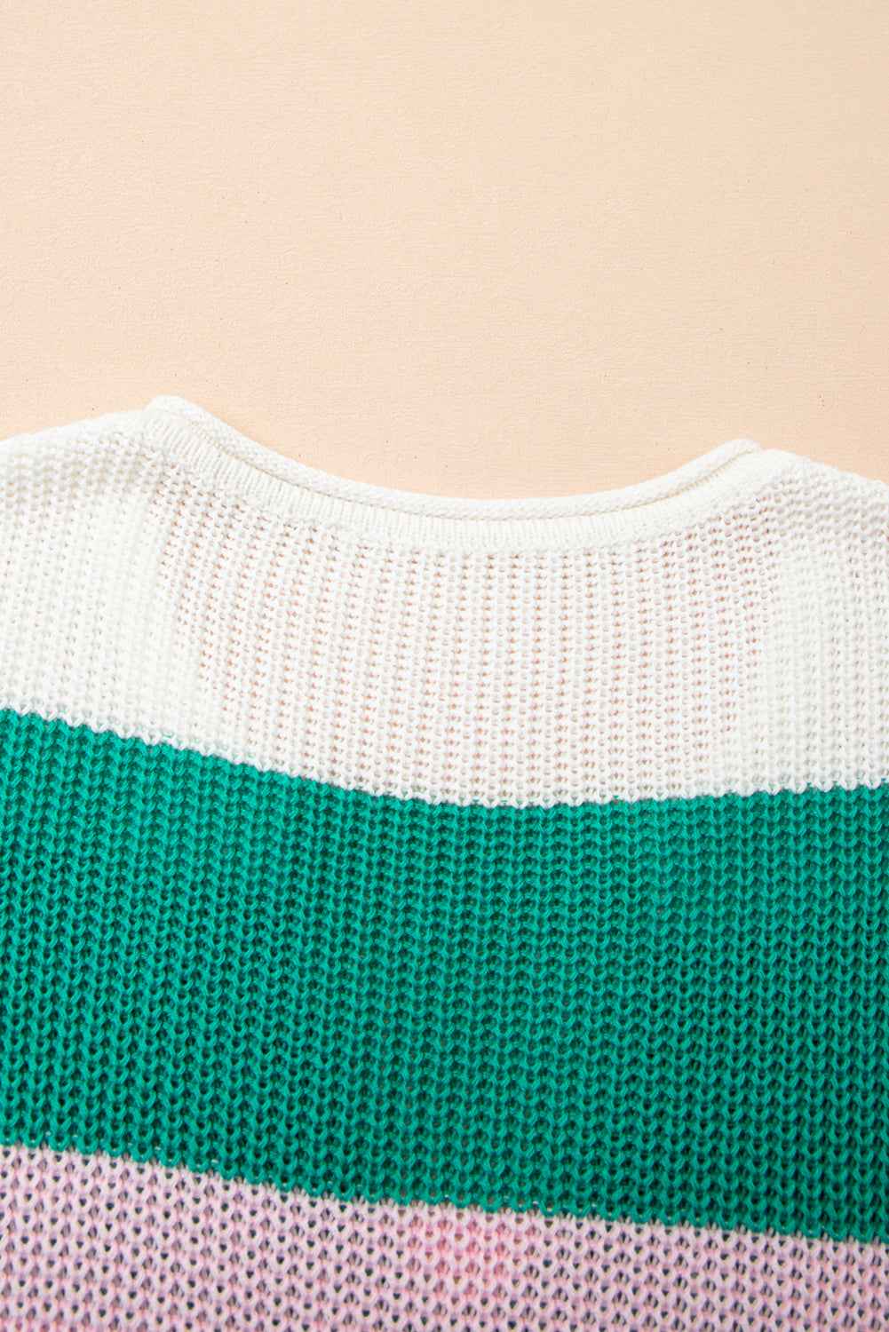 Multicolour Colorblock Notch V Neck Plus Size Knit T Shirt e17942f03c962e76