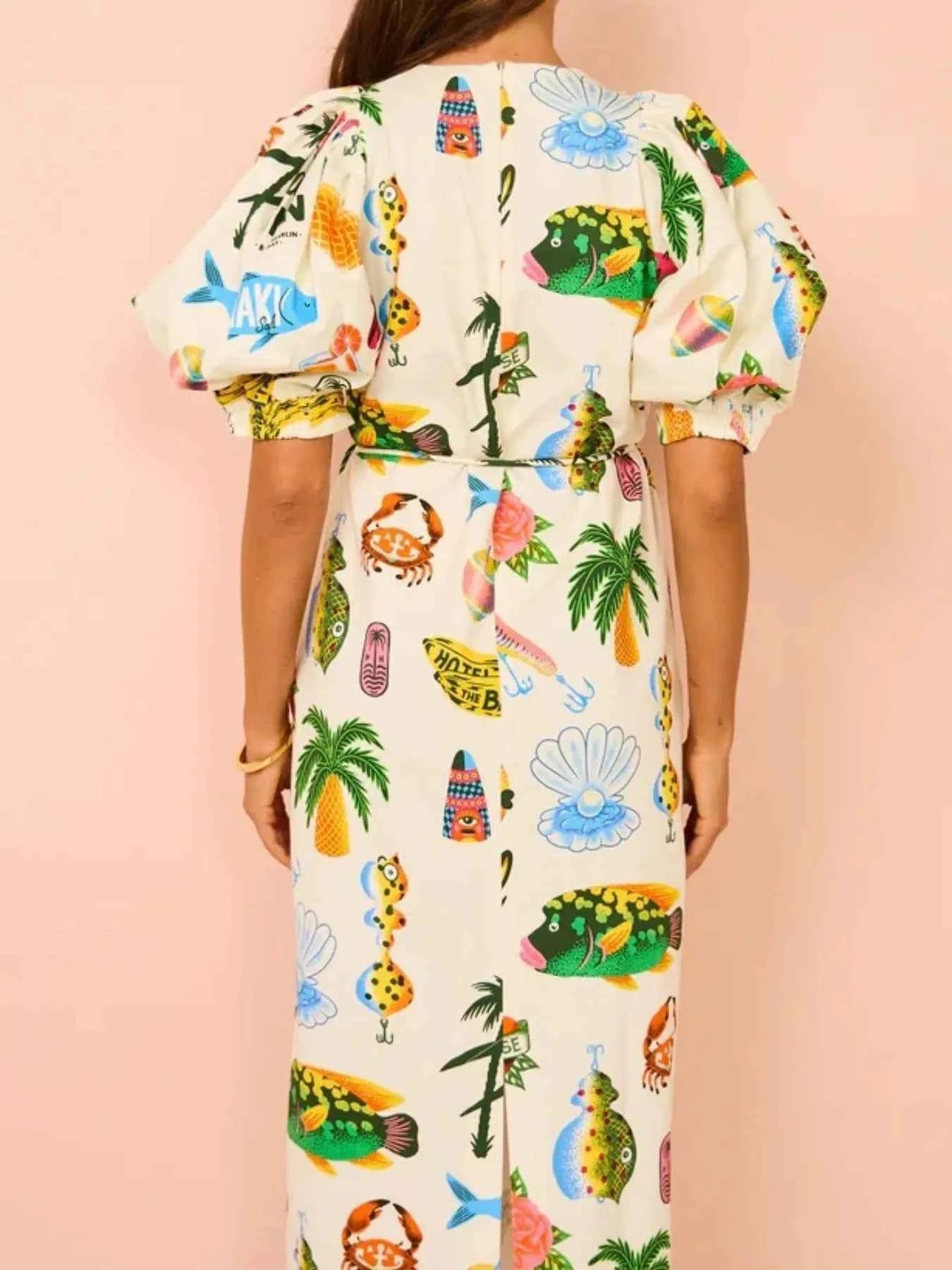 Printed Puff Sleeve Midi Dress e180c62c-8d15-45e6-8758-a3f56eacf687-Max-Origin